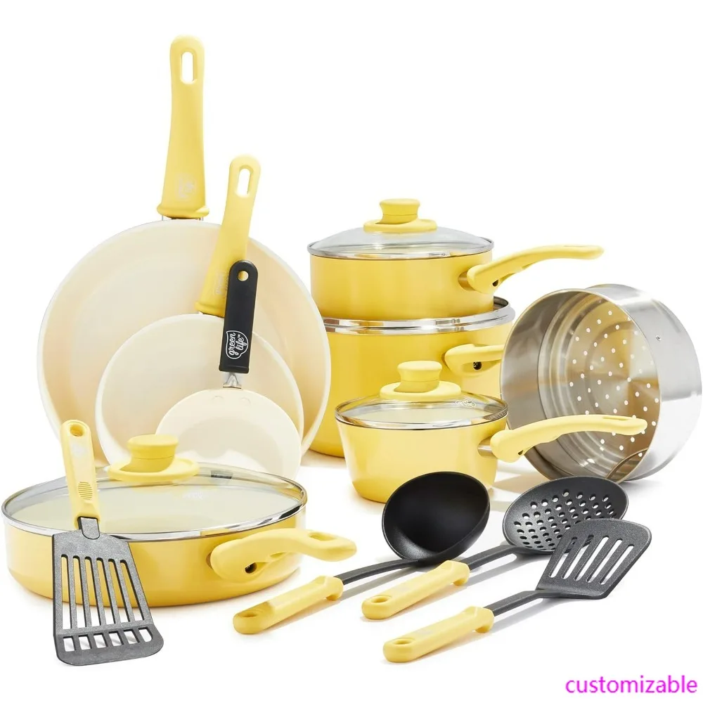 16-Piece Ceramic Nonstick Cookware Set with Soft Grip, PFAS-Free and Oven-Safe Pots and Pans
16-Piece Ceramic Nonstick Cookware Set with Soft Grip, PFAS-Free and Oven-Safe Pots and Pans