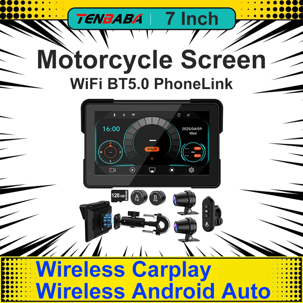 7,0-дюймовый беспроводной CarPlay GPS Moto Android авто мотоциклетный навигационный рекордер дисплей давление в шинах IPX7 Accesorios TPMS
7,0-дюймовый беспроводной CarPlay GPS Moto Android авто мотоциклетный навигационный рекордер дисплей давление в шинах IPX7 Accesorios TPMS