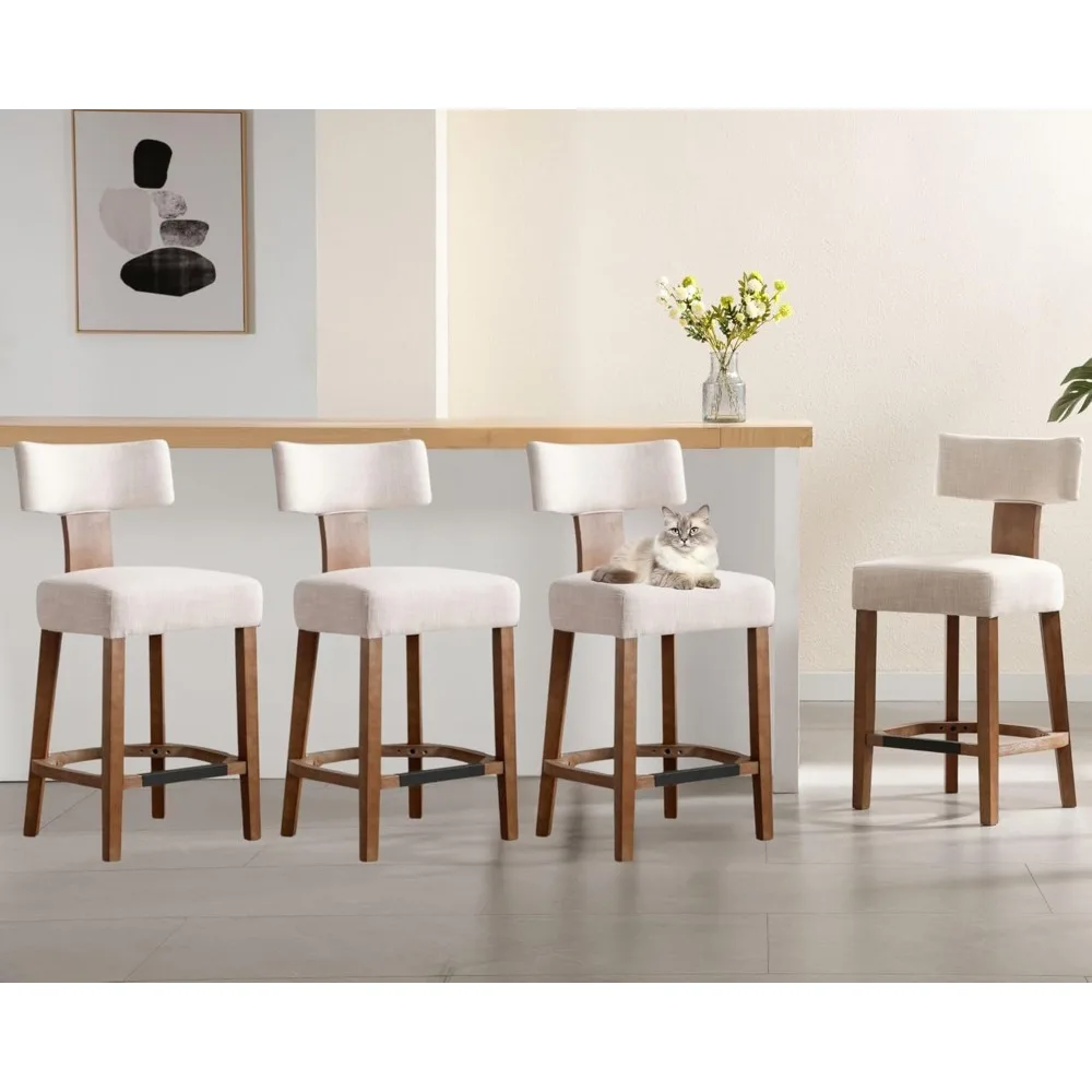 26’’ Farmhouse Bar Stools Set of 4, Linen Upholstered Counter Height Barstools with Back Modern Counter Stools Wood Barstools
26’’ Farmhouse Bar Stools Set of 4, Linen Upholstered Counter Height Barstools with Back Modern Counter Stools Wood Barstools
