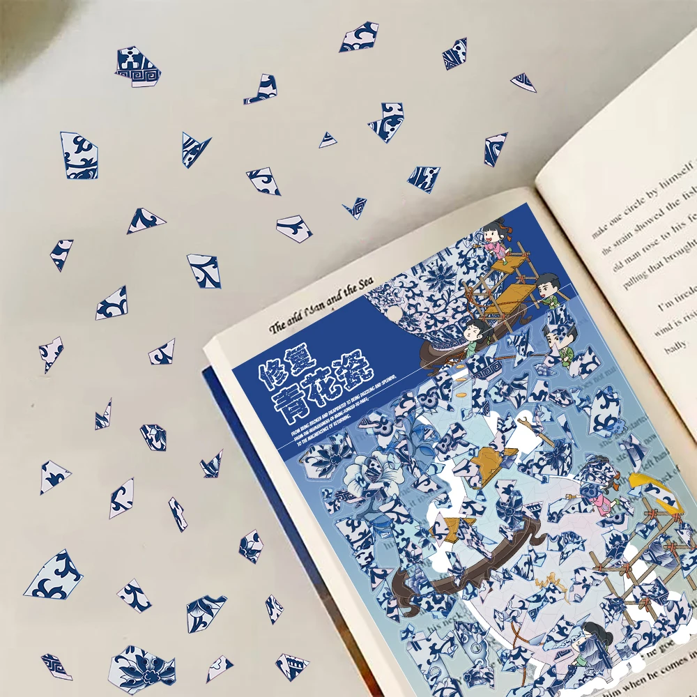 4PCS Restoration Of Cultural Relics Creative Landscaping Sticker Educational Fun Blue and White Porcelain Suitcase Stickers
4PCS Restoration Of Cultural Relics Creative Landscaping Sticker Educational Fun Blue and White Porcelain Suitcase Stickers 