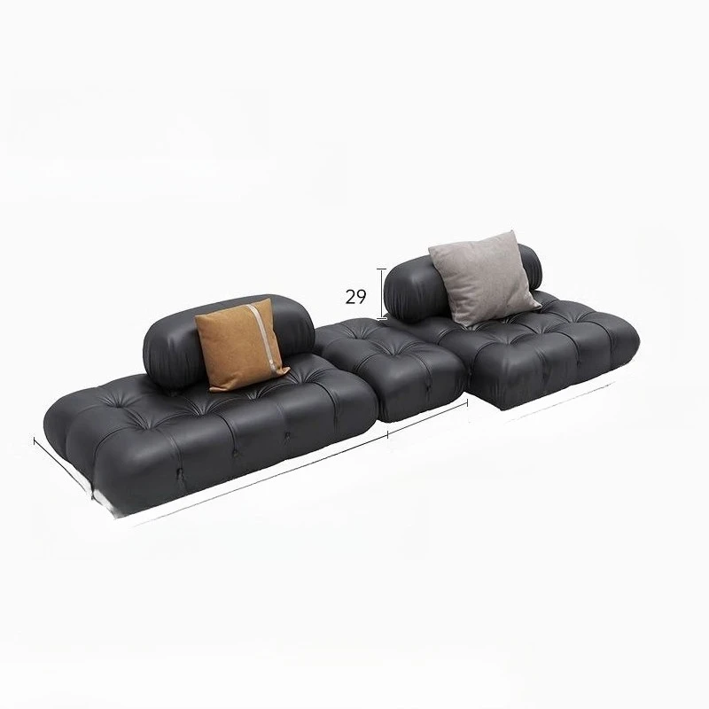 French retro leather combination straight row light luxury nappa leather medium antique black Italian minimalist module sofa
French retro leather combination straight row light luxury nappa leather medium antique black Italian minimalist module sofa