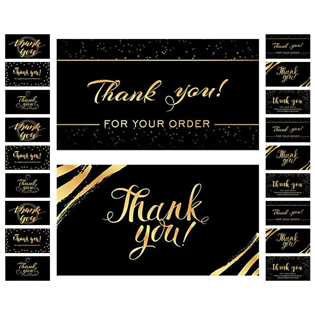 50Pcs Thank You Cards Black Gold Foil Elegant Appreciation Notes for Small Orders Boutique Supplies
50Pcs Thank You Cards Black Gold Foil Elegant Appreciation Notes for Small Orders Boutique Supplies