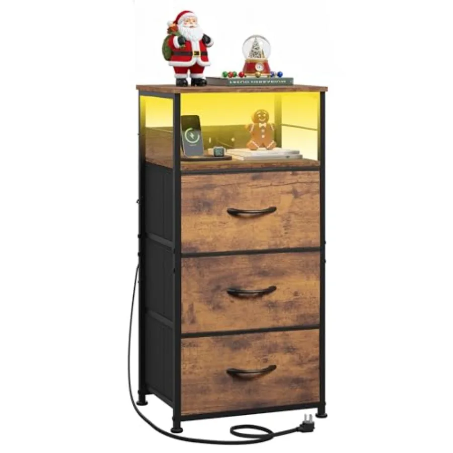 Rustic Brown Nightstand with Charging Station 31.9 H LED Bedside Table with 3 Fabric Drawers Dual USB Ports AC Outlets Ideal fo
Rustic Brown Nightstand with Charging Station 31.9 H LED Bedside Table with 3 Fabric Drawers Dual USB Ports AC Outlets Ideal fo