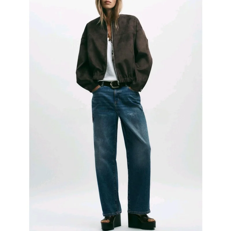 Fall New Arrival Women's round Ne Long Sve Zipper Faux Suede Effect Jaet Coat Casual Sle Straight Cut Lengthened
Fall New Arrival Women's round Ne Long Sve Zipper Faux Suede Effect Jaet Coat Casual Sle Straight Cut Lengthened