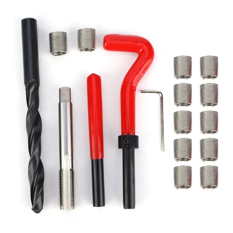17Pcs Thread Repair Kit Stainless Steel Twisted Drill Wrench Threaded Insert M12x1.25
17Pcs Thread Repair Kit Stainless Steel Twisted Drill Wrench Threaded Insert M12x1.25