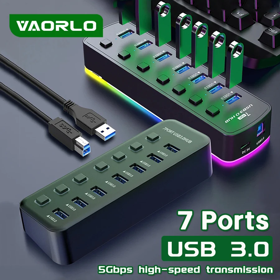Концентратор RGB USB 3.0, 7 портов, адаптер портов данных, 5 Гбит/с, индивидуальный переключатель включения/выключения, разветвитель, игровой USB-концентратор для ноутбука, ПК, компьютерный аксессуар
Концентратор RGB USB 3.0, 7 портов, адаптер портов данных, 5 Гбит/с, индивидуальный переключатель включения/выключения, разветвитель, игровой USB-концентратор для ноутбука, ПК, компьютерный аксессуар