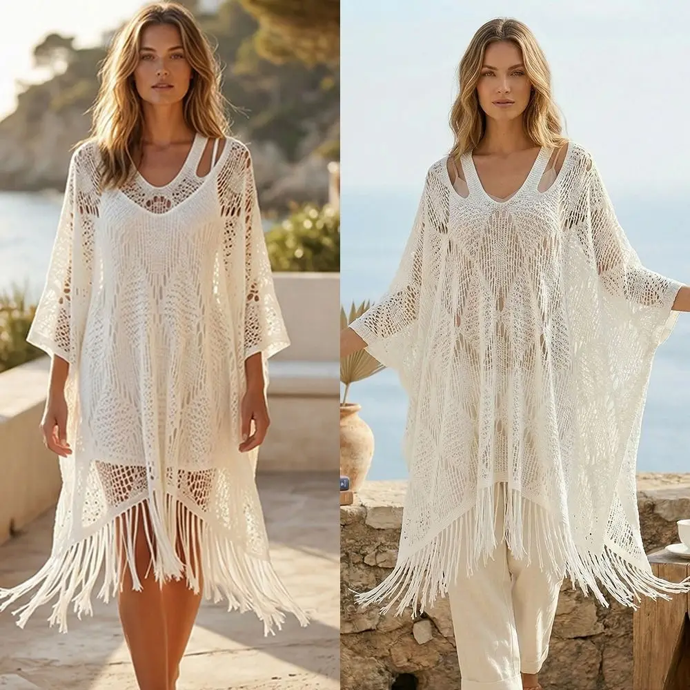 Simple Solid Color Bohemian Shawl Beach Wear Loose Tassels Knit Hollow Out Shawl Plus Size Crochet Top Women
Simple Solid Color Bohemian Shawl Beach Wear Loose Tassels Knit Hollow Out Shawl Plus Size Crochet Top Women