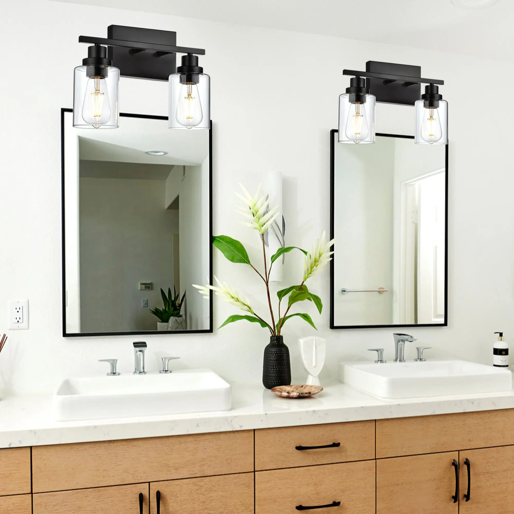 For 2-Light Black Bathroom Vanity Lights, E26 Modern Bathroom Light Fixtures with Clear Glass Shade, Mirror Kitchen Hallway Cabi
For 2-Light Black Bathroom Vanity Lights, E26 Modern Bathroom Light Fixtures with Clear Glass Shade, Mirror Kitchen Hallway Cabi
