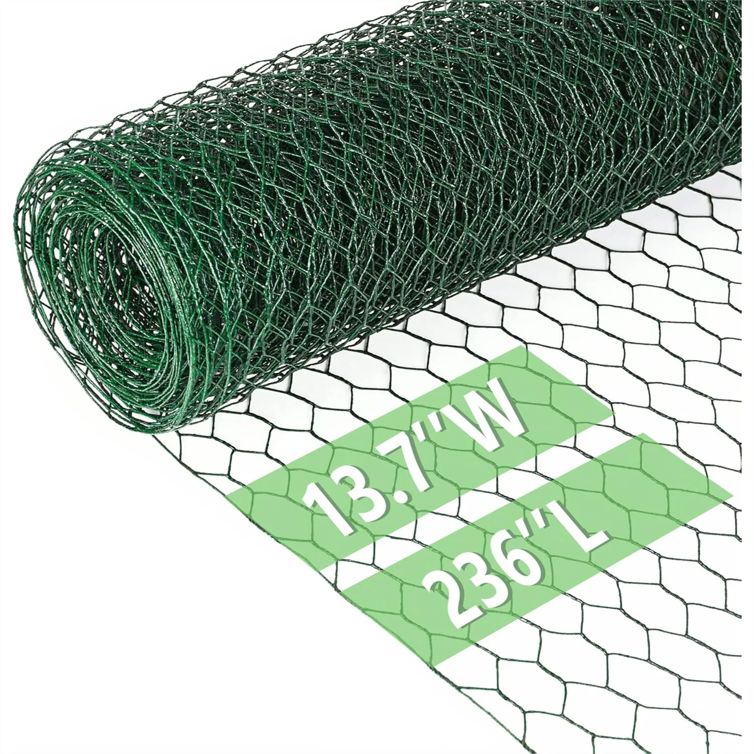 Chicken Wire 13.7 In X 236 In Poultry Netting Hexagonal Galvanized Mesh Garden Fence Barrier For Pet Rabbit Chicken Fencing PVC-Coated
Chicken Wire 13.7 In X 236 In Poultry Netting Hexagonal Galvanized Mesh Garden Fence Barrier For Pet Rabbit Chicken Fencing PVC-Coated