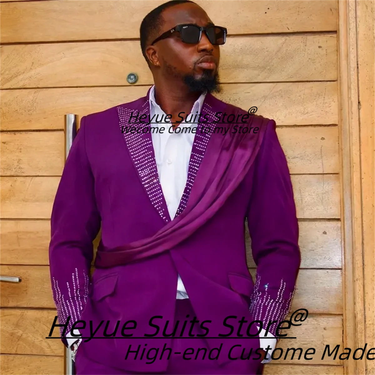 Handsome Fancy Purple Peaked Lapel Long Sash Prom Men Suits Luxurious Crystal Groom Wedding Tuxedos 2 Pieces Sets R opa Hombre
Handsome Fancy Purple Peaked Lapel Long Sash Prom Men Suits Luxurious Crystal Groom Wedding Tuxedos 2 Pieces Sets R opa Hombre