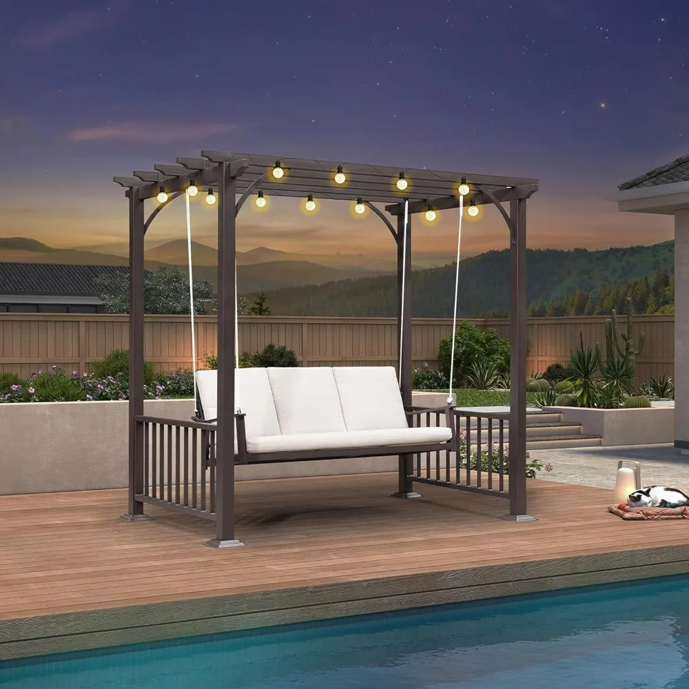 3-Seat Porch Swing with 12 Clear LED String Lights Outdoor Metal Pergola Swing Hanging Cloud Swing Chair for Backyar
3-Seat Porch Swing with 12 Clear LED String Lights Outdoor Metal Pergola Swing Hanging Cloud Swing Chair for Backyar