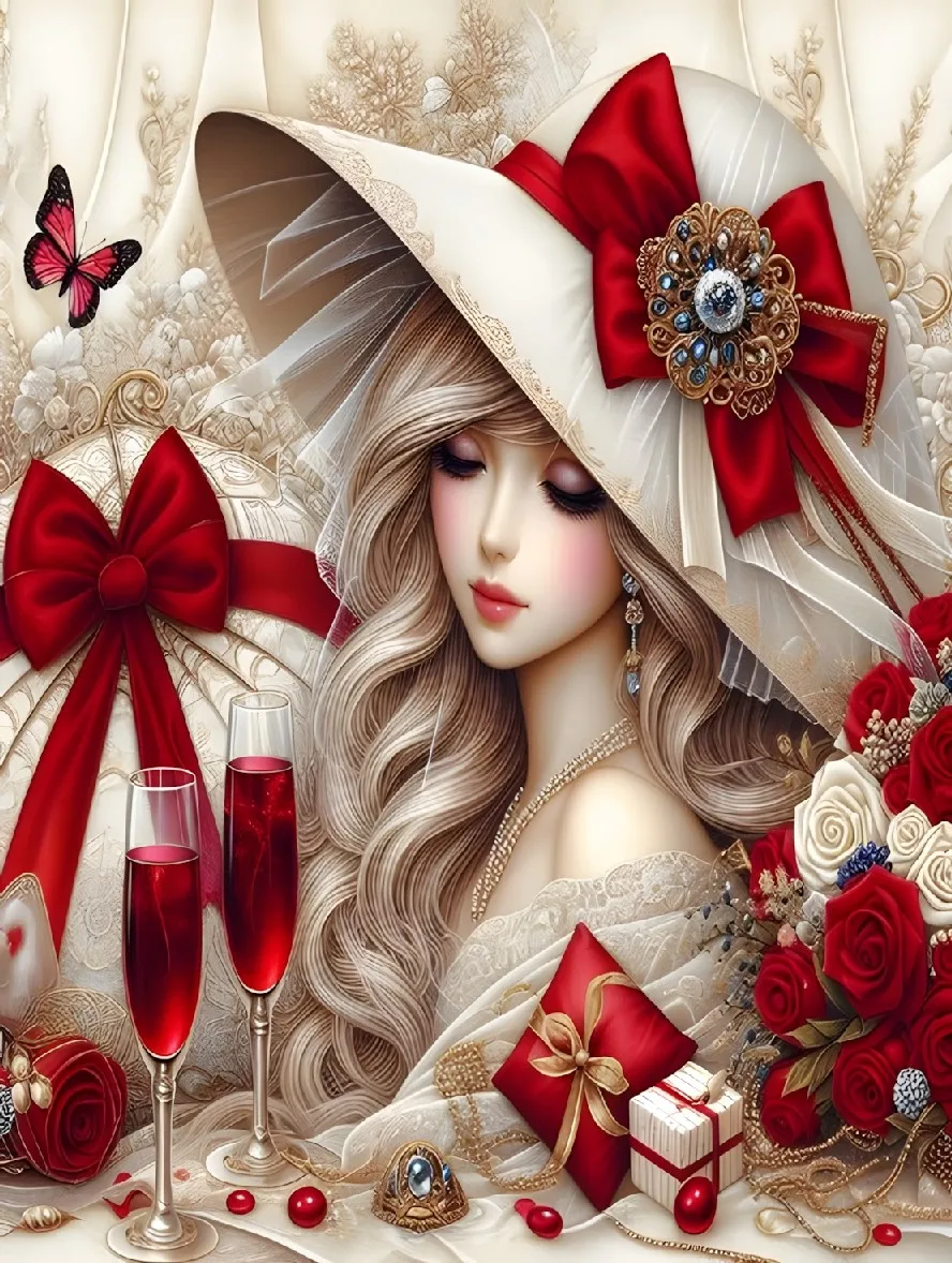 Div 5D Женщина Шляпа леди девушка Бабочка Шампанское Полная алмазная живопись наборы для вышивки крестом художественный портрет 3D краска алмазами 
Div 5D Женщина Шляпа леди девушка Бабочка Шампанское Полная алмазная живопись наборы для вышивки крестом художественный портрет 3D краска алмазами