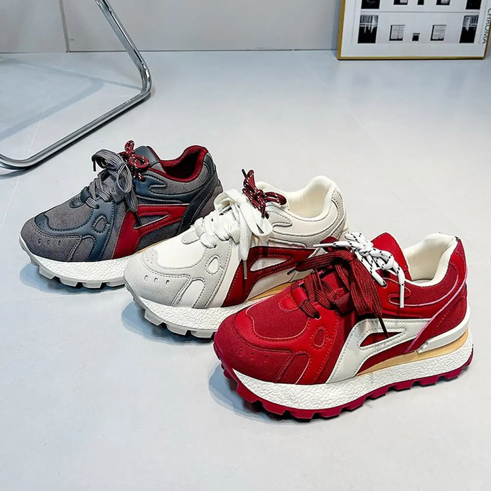 Red Thick Sole Dequn Shoes Women's 2025 New Style Breathable Comfortable Sporty Casual Shoes round Toe Mid Heel EVA Insole
Red Thick Sole Dequn Shoes Women's 2025 New Style Breathable Comfortable Sporty Casual Shoes round Toe Mid Heel EVA Insole