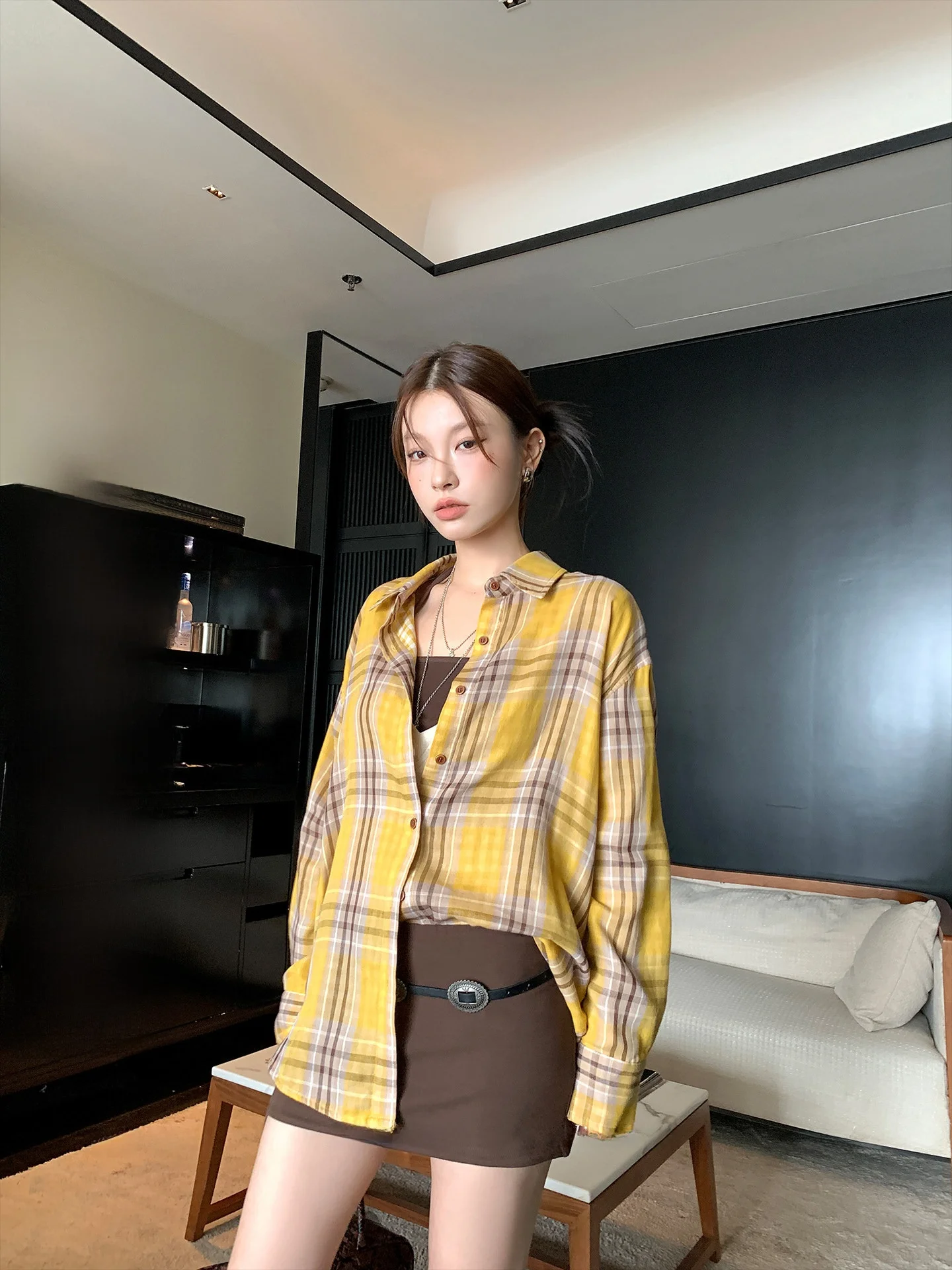 LIONE корейский свободный длинный све клетчатый утюг повседневный дышащий женский осенний Новое поступление двусторонний хлопковый утюг
LIONE корейский свободный длинный све клетчатый утюг повседневный дышащий женский осенний Новое поступление двусторонний хлопковый утюг