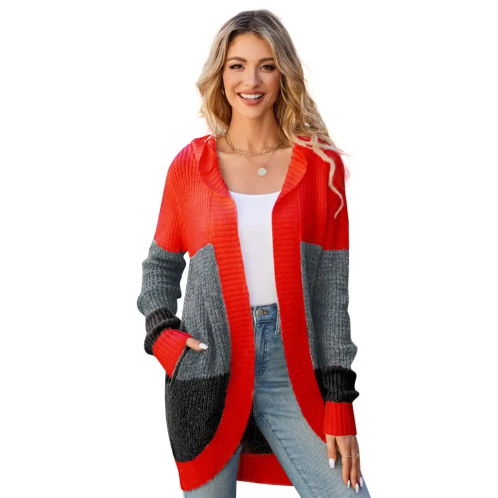 Women's Lazy Style Hooded Knitted Cardigan Mid-Length Casual Sweater Coat Contrast Color European American Autumn Winter
Women's Lazy Style Hooded Knitted Cardigan Mid-Length Casual Sweater Coat Contrast Color European American Autumn Winter