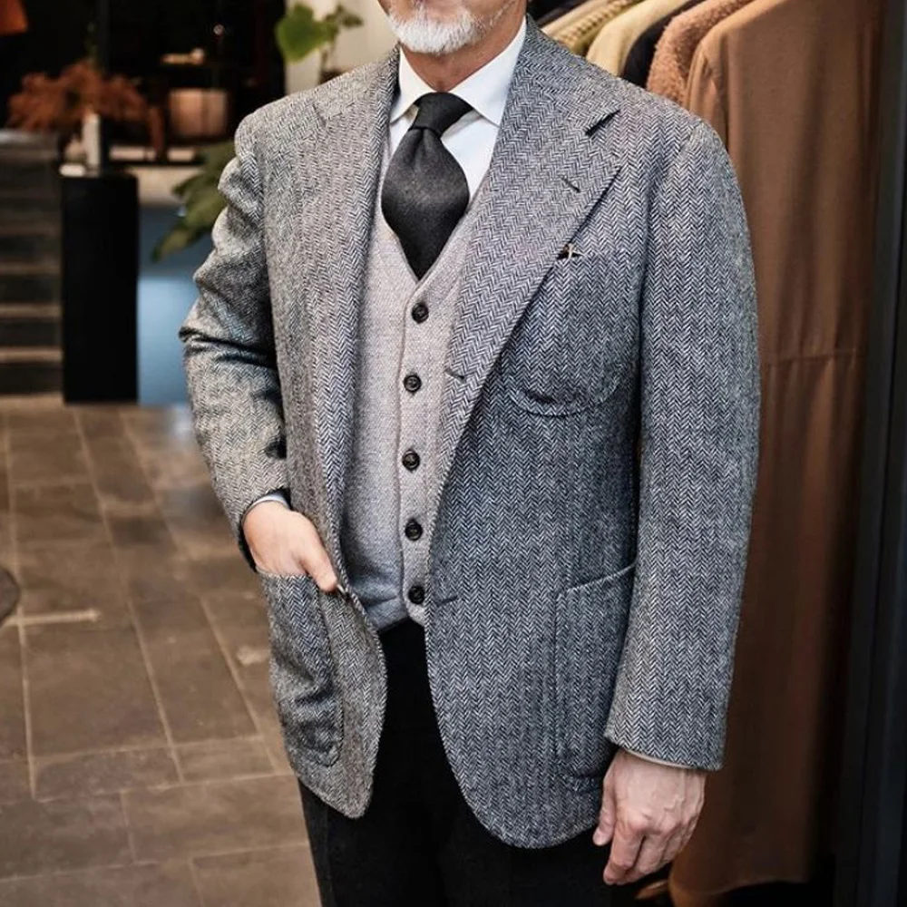 Vintage Herringbone Fabric Suit Jackets for Man Jackets High Quality Casual Style Men's Jacket Notch Lapel Men's Social Coat
Vintage Herringbone Fabric Suit Jackets for Man Jackets High Quality Casual Style Men's Jacket Notch Lapel Men's Social Coat