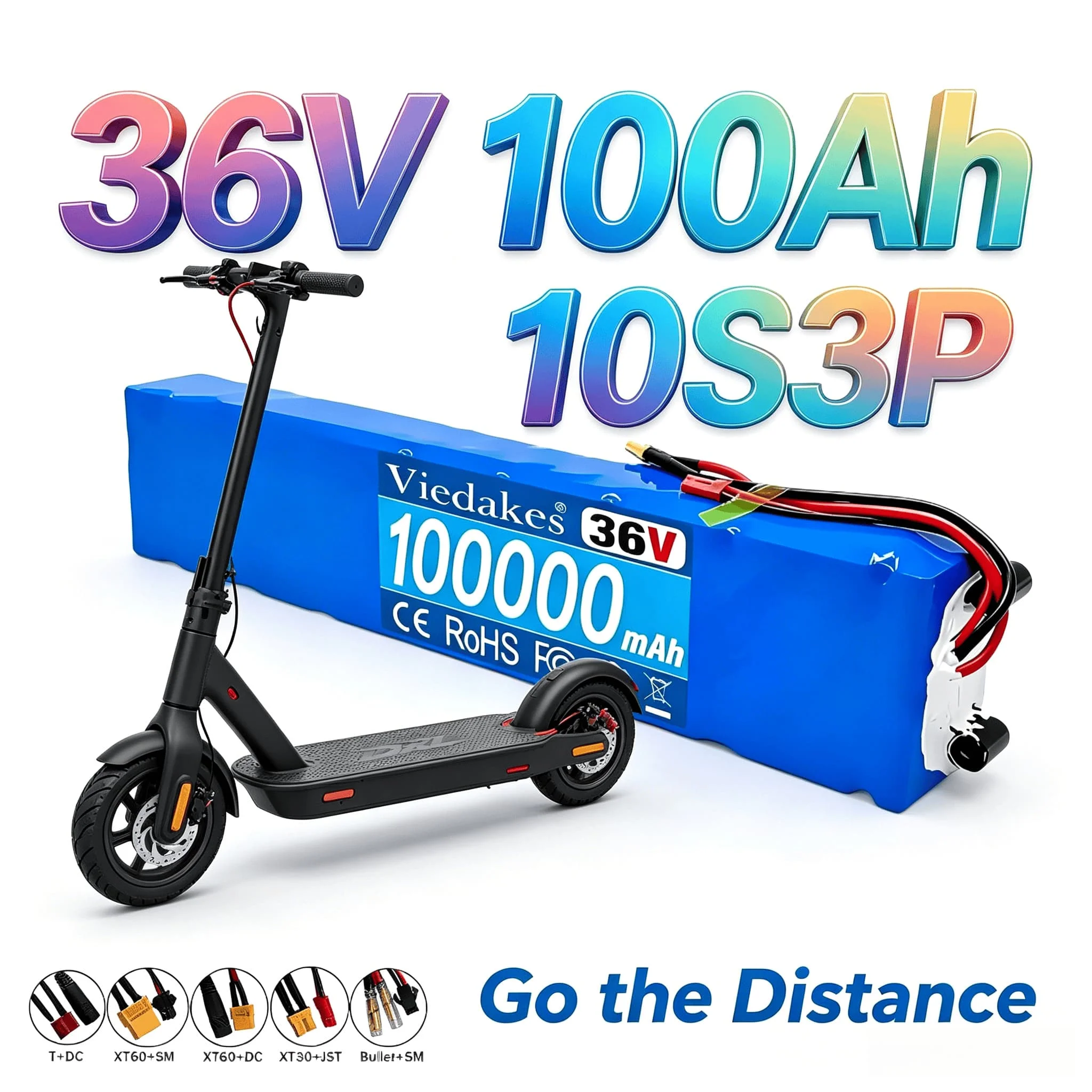 10S3P 36V 100Ah High Capacity Lithium Battery Optional XT60 XT30 JST SM DC Connector Scooter Accessory
10S3P 36V 100Ah High Capacity Lithium Battery Optional XT60 XT30 JST SM DC Connector Scooter Accessory
