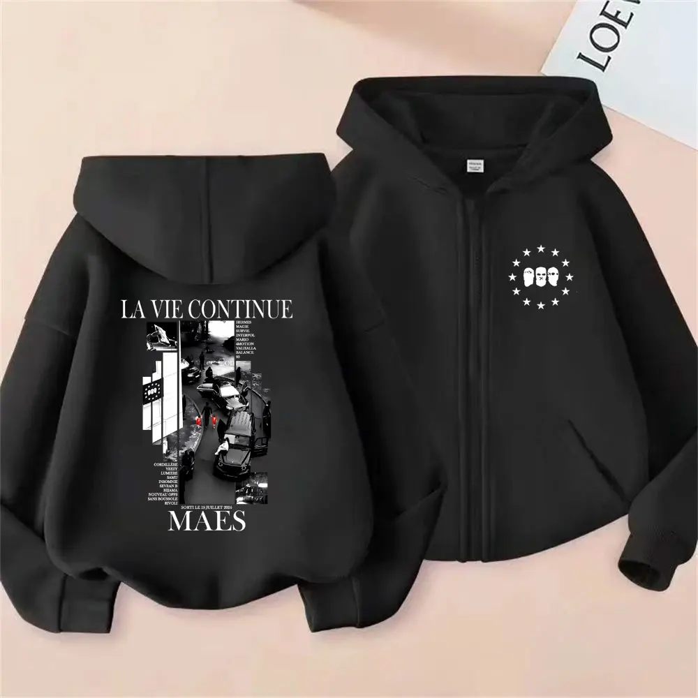 Rapper Maes La Vie Continue Album Graphic Zipper Hoodie Men Women Hip Hop Fashion Pop Music Hoodies Male Vintage Zip Up Jacket
Rapper Maes La Vie Continue Album Graphic Zipper Hoodie Men Women Hip Hop Fashion Pop Music Hoodies Male Vintage Zip Up Jacket
