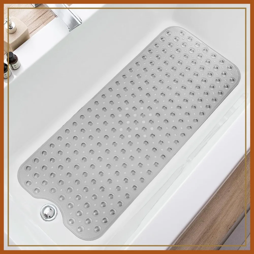 Extra Long Non-Slip Bathtub Mat 39x16 Inch with Drain Holes & Suction Cups, Machine Washable Bath Mat for Shower Tub, Clear Grey
Extra Long Non-Slip Bathtub Mat 39x16 Inch with Drain Holes & Suction Cups, Machine Washable Bath Mat for Shower Tub, Clear Grey