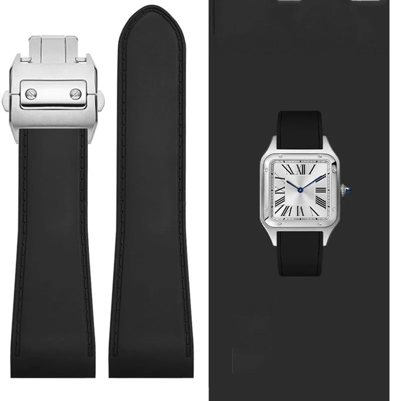 23mm 25m For Cartier santos100 Santos silicone rubber watch strap santos 100 Metal buckle watchband men Black blue soft bracelet
23mm 25m For Cartier santos100 Santos silicone rubber watch strap santos 100 Metal buckle watchband men Black blue soft bracelet