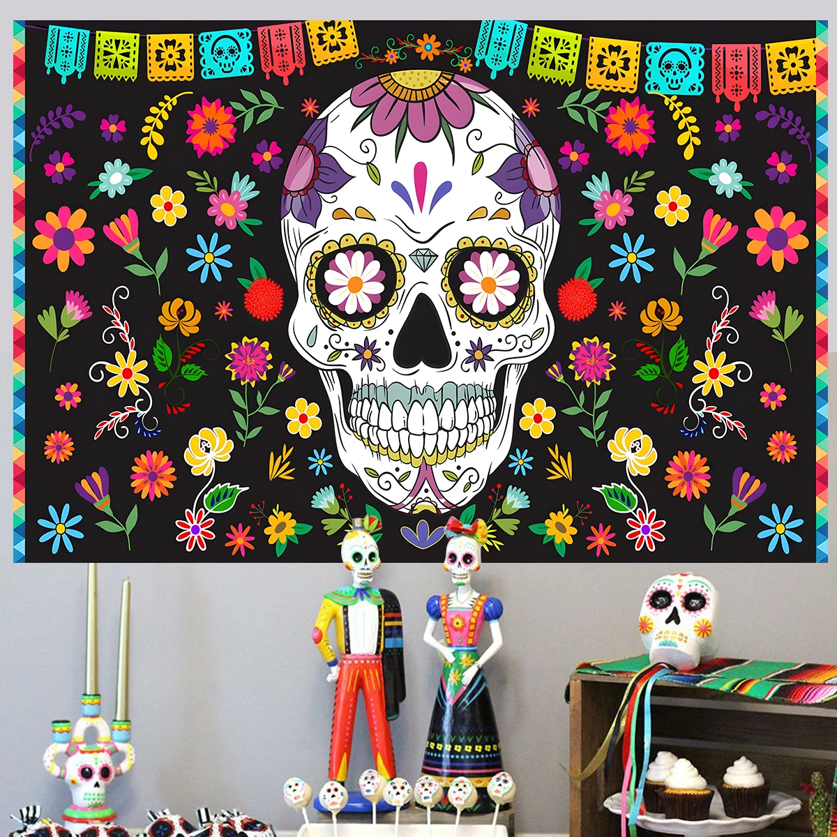 Mexico Day Of The Dead Backdrop for Mexican Fiesta Sugar Skull Party Supplies Background Photo Festival Celebration Decoration
Mexico Day Of The Dead Backdrop for Mexican Fiesta Sugar Skull Party Supplies Background Photo Festival Celebration Decoration