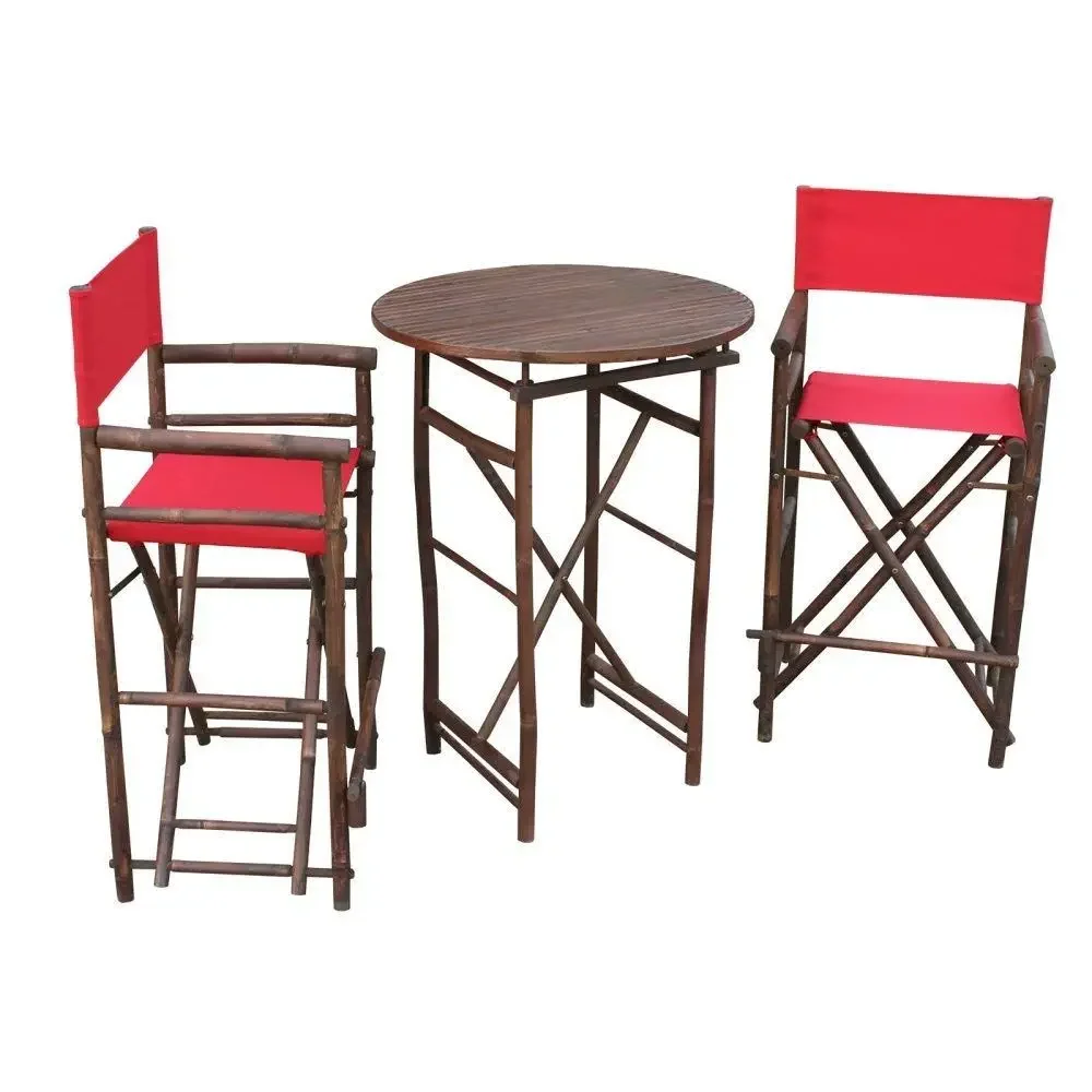 1 High Round Table and 2 High Director Chairs, Red Espresso
1 High Round Table and 2 High Director Chairs, Red Espresso