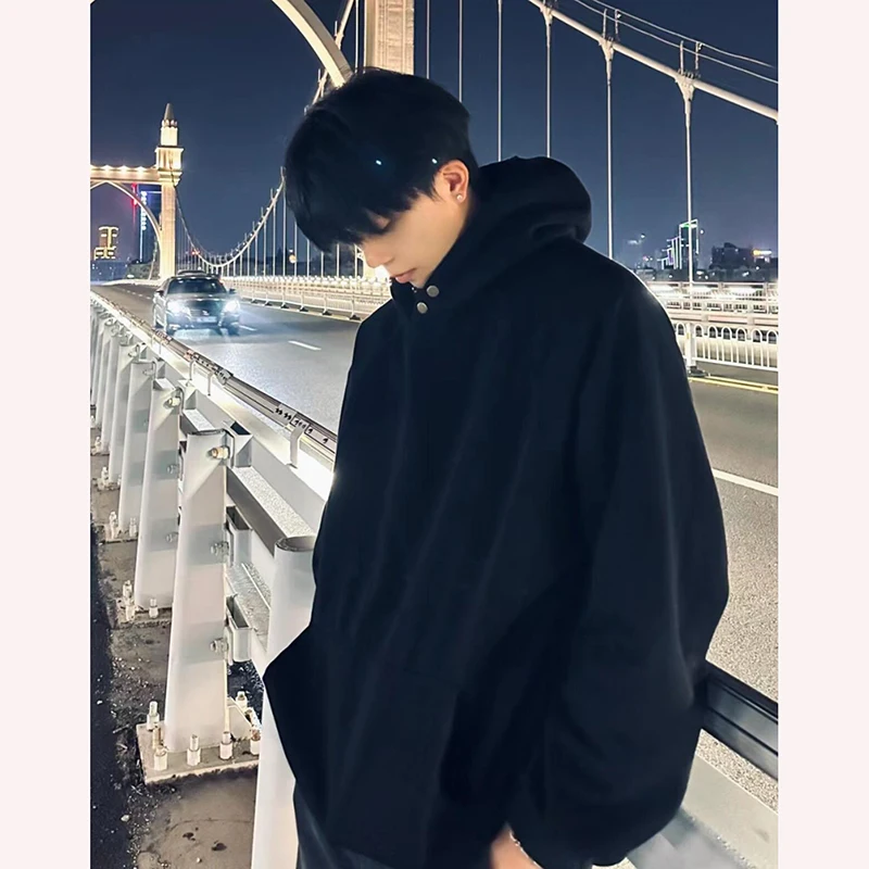 Thickened Fleece Hoodie Men's Autumn Winter Style Button up Casual Outerwear Loose Fit Long Sleeve Color Streetwear
Thickened Fleece Hoodie Men's Autumn Winter Style Button up Casual Outerwear Loose Fit Long Sleeve Color Streetwear