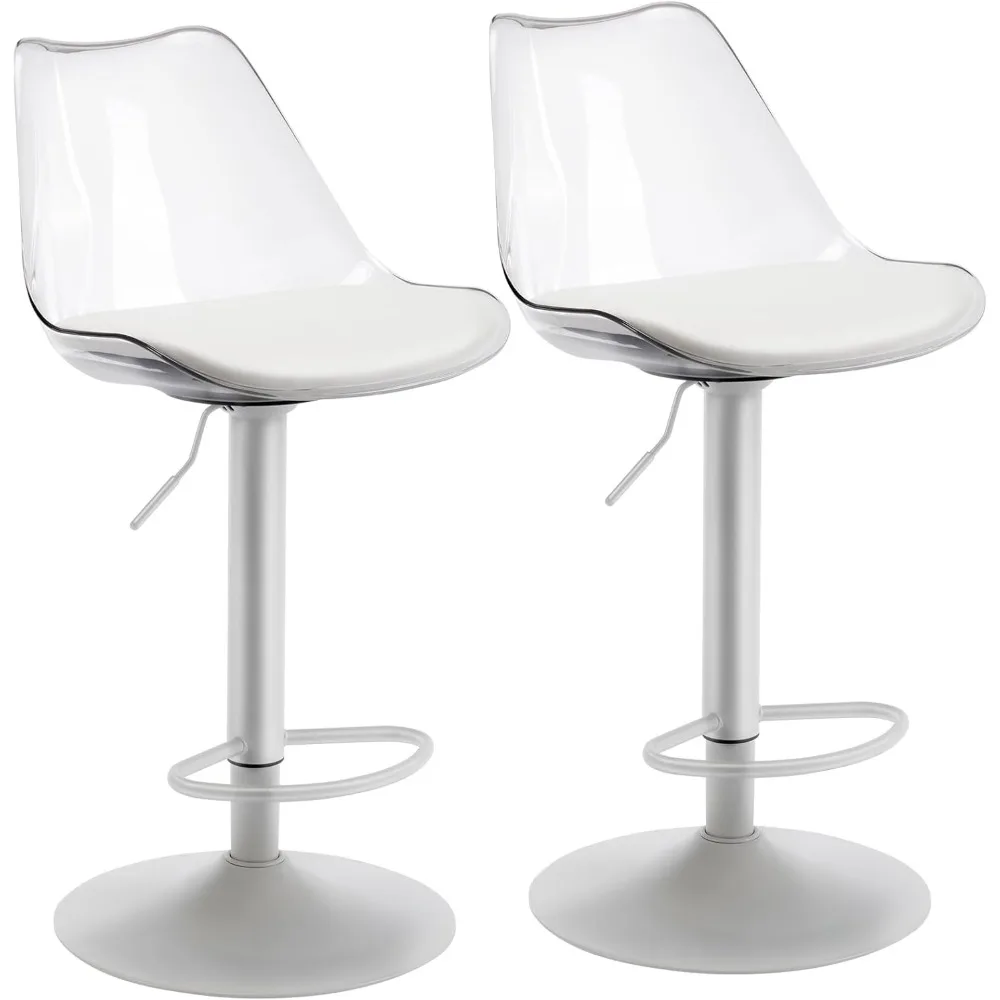 Clear Acrylic Bar Stools Set of 2, Faux Leather Upholstered Counter Height Stools with Ergonomics Backrest, Adjustable Swivel Ba
Clear Acrylic Bar Stools Set of 2, Faux Leather Upholstered Counter Height Stools with Ergonomics Backrest, Adjustable Swivel Ba