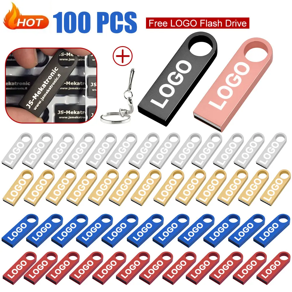 100Pcs/lot Metal 2.0 Pen Drive 64GB 32GB 16GB Free Custom Logo Flash Drive Memory Stick 8GB 4GB 2GB 1GB U Disk With Key Chain
100Pcs/lot Metal 2.0 Pen Drive 64GB 32GB 16GB Free Custom Logo Flash Drive Memory Stick 8GB 4GB 2GB 1GB U Disk With Key Chain