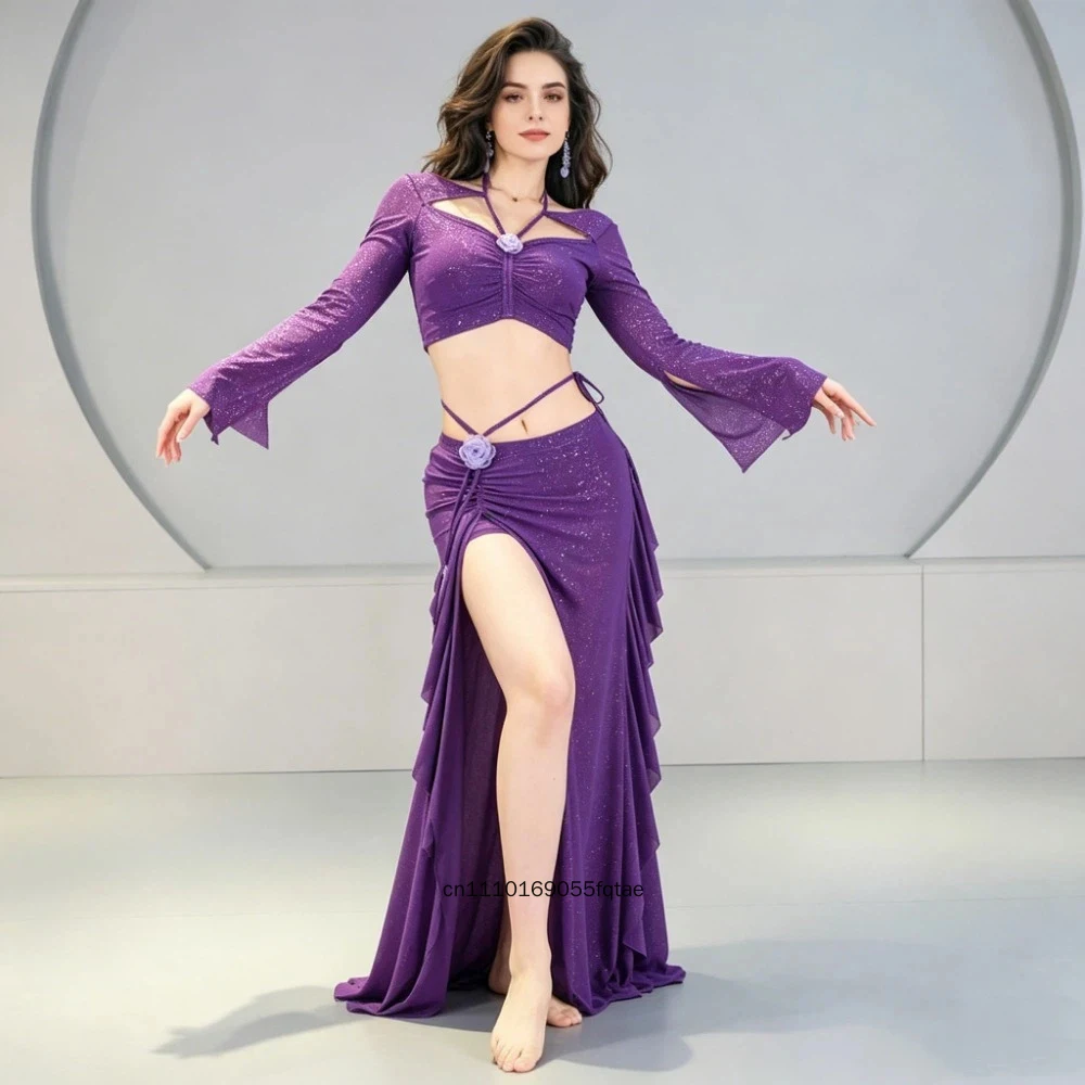 Belly Dance Costume Set Women Floral Mesh Practice Outfit Sexy Slimming 2-Piece Suit Breathable Dancewear For Dancer Performance
Belly Dance Costume Set Women Floral Mesh Practice Outfit Sexy Slimming 2-Piece Suit Breathable Dancewear For Dancer Performance