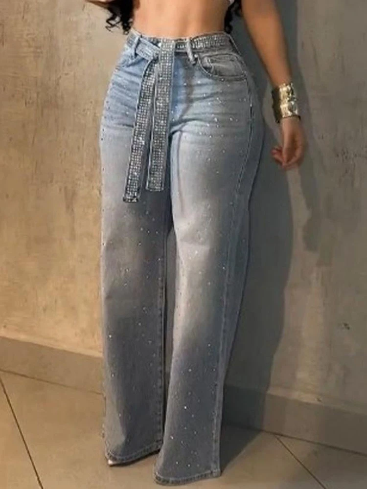2026 Women Jeans Straight Diamonds Pants Y2k Streetwear Elegant High Waist Washed Belt Loose Wide Leg Denim Trousers Bottoms
2026 Women Jeans Straight Diamonds Pants Y2k Streetwear Elegant High Waist Washed Belt Loose Wide Leg Denim Trousers Bottoms