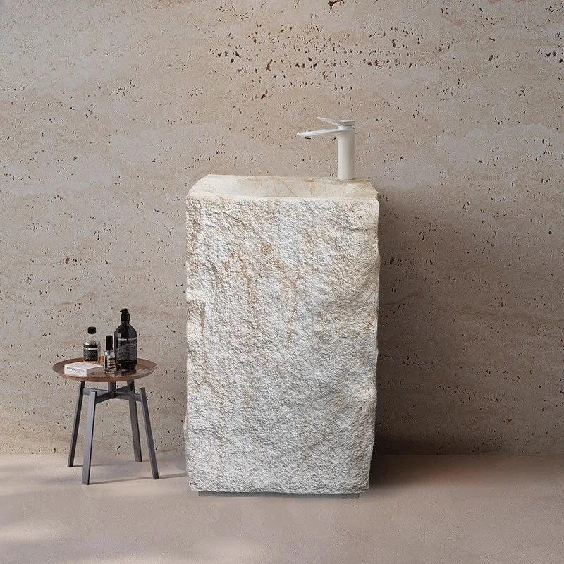 Cream wind column basin integrated floor type travertine sink personality art high-end marble stone pattern sink
Cream wind column basin integrated floor type travertine sink personality art high-end marble stone pattern sink