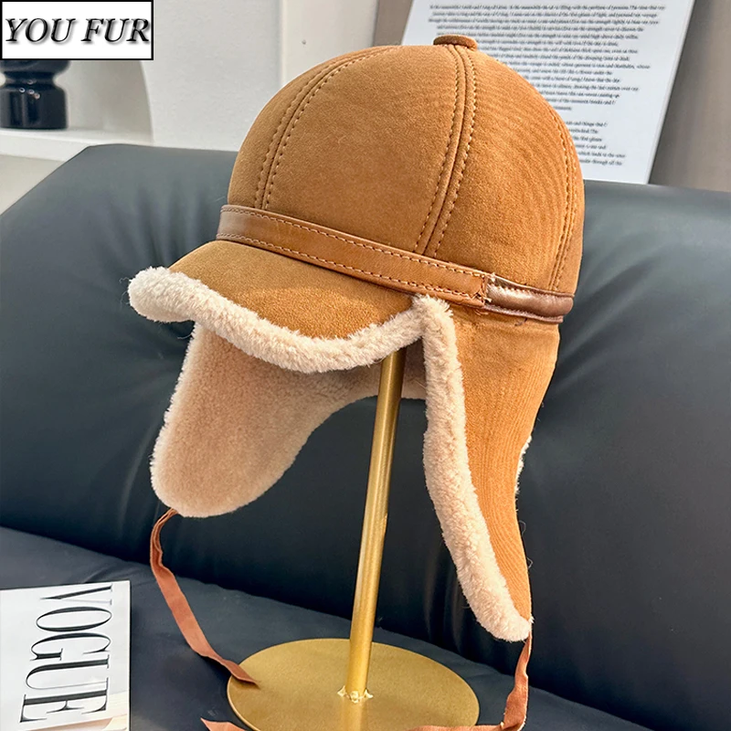New Winter Leather Hat Women Fur Lamb Wool Warm Thick Earflaps Bomber Hats Men's Baseball Cap Russian Unisex Hight Quality Hat
New Winter Leather Hat Women Fur Lamb Wool Warm Thick Earflaps Bomber Hats Men's Baseball Cap Russian Unisex Hight Quality Hat
