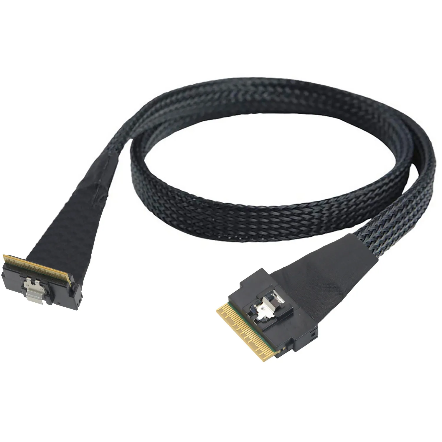 PCI-E Ultraport Slimline SAS SFF-8654 8i 74pin straight to 8654 8I 90 degree ABS Shell for SSD High-speed Server Cable
PCI-E Ultraport Slimline SAS SFF-8654 8i 74pin straight to 8654 8I 90 degree ABS Shell for SSD High-speed Server Cable