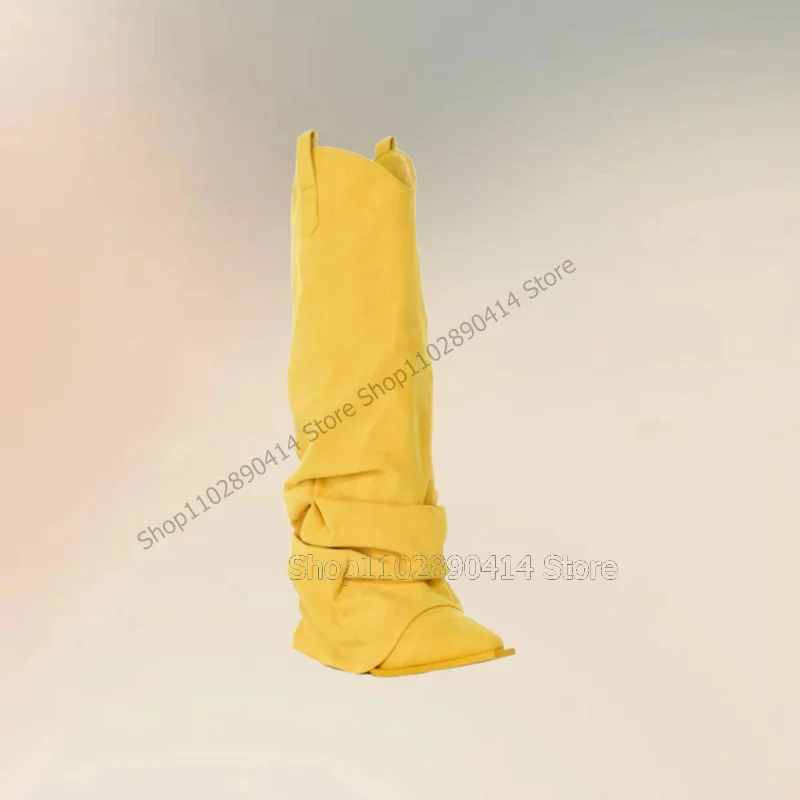 Yellow Turned Over Pointed Toe Boots Slip On Women Shoes Chunky High Heels Novel Fashion Party Banquet 2025 Zapatos Para Mujere
Yellow Turned Over Pointed Toe Boots Slip On Women Shoes Chunky High Heels Novel Fashion Party Banquet 2025 Zapatos Para Mujere