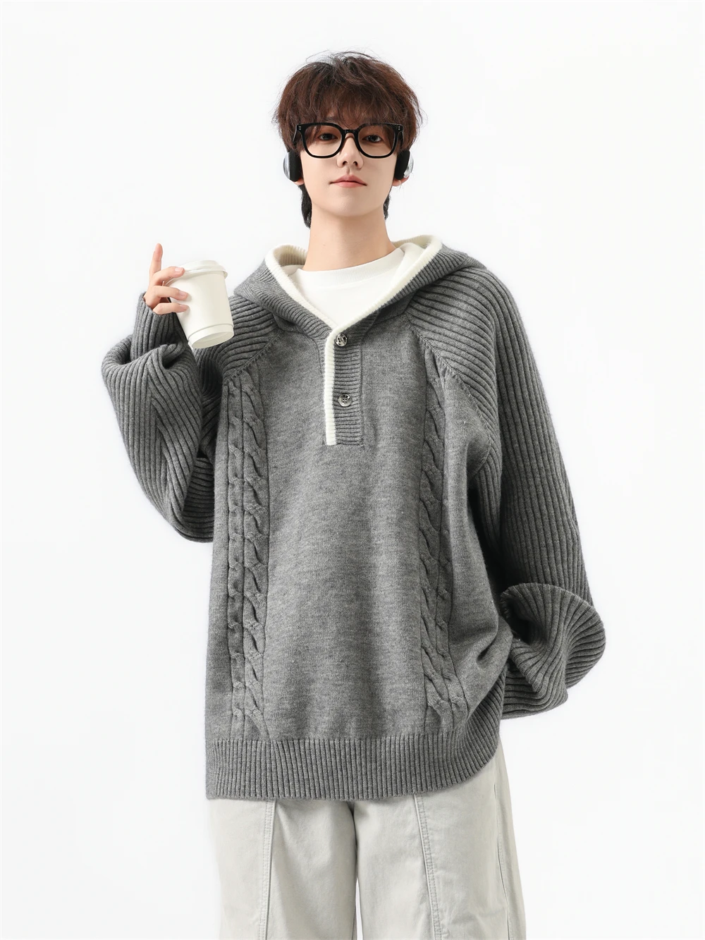 Men's Thickened Warm Hooded Twisted Pattern Sweater Casual Style Winter Fashion College Trend All-Match Upper Apparel
Men's Thickened Warm Hooded Twisted Pattern Sweater Casual Style Winter Fashion College Trend All-Match Upper Apparel