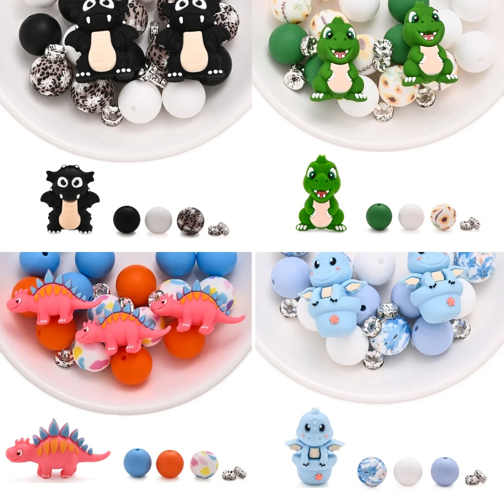 15/150pcs Cartoon Dinosaur Series Silicone Beads 10 Styles Round Beads For DIY Pacifiers Clip Keychain Handmade Jewelry
15/150pcs Cartoon Dinosaur Series Silicone Beads 10 Styles Round Beads For DIY Pacifiers Clip Keychain Handmade Jewelry