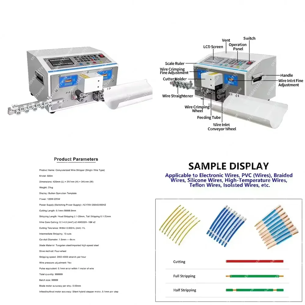Computer Automatic Wire Stripping Machine Cutting Cable Peeling From 0.1 to 4mm2 Cutting Length 0.01-99999 mm
Computer Automatic Wire Stripping Machine Cutting Cable Peeling From 0.1 to 4mm2 Cutting Length 0.01-99999 mm