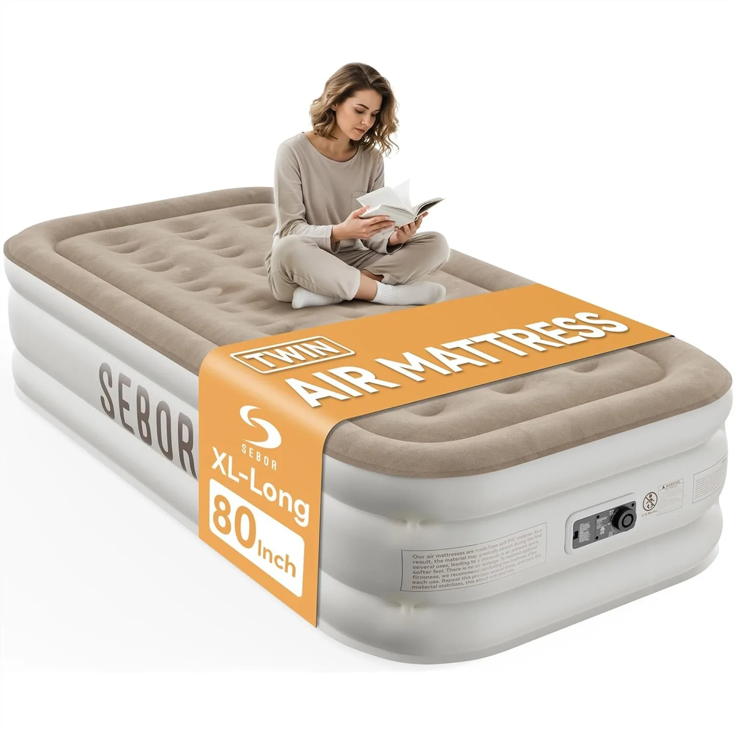 Twin Air Mattress with Built-In Pump, Self-Inflating Blow Up Bed 18" for Guests Camping Travel, Durable PVC with Storage Bag
Twin Air Mattress with Built-In Pump, Self-Inflating Blow Up Bed 18" for Guests Camping Travel, Durable PVC with Storage Bag