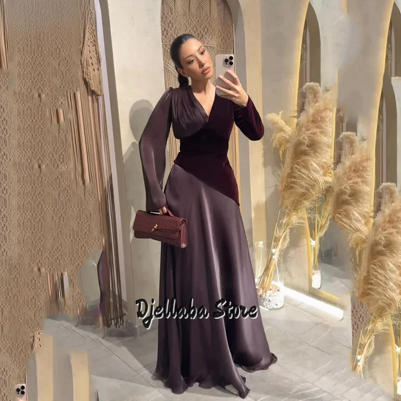 Brown Velvet V Neck Evening Dress Full Sleeves A Line Maxi Formal Occasion Dress Elegant Arabia Prom Gown Customized
Brown Velvet V Neck Evening Dress Full Sleeves A Line Maxi Formal Occasion Dress Elegant Arabia Prom Gown Customized