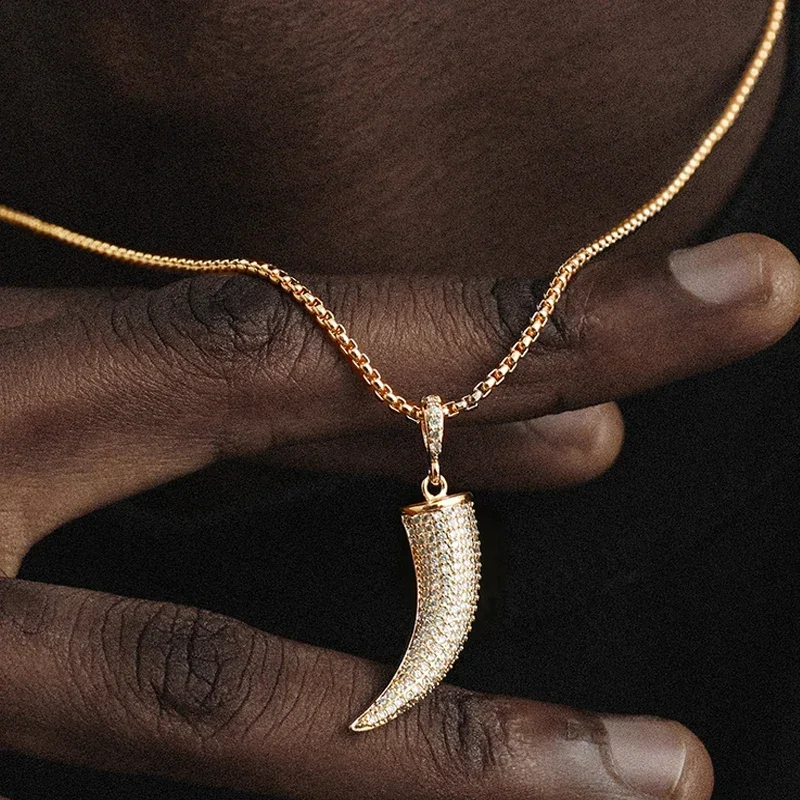 ICE BLING Gold Full Diamond Horn Pendant Necklace American Hip Hop Fashion Accessories
ICE BLING Gold Full Diamond Horn Pendant Necklace American Hip Hop Fashion Accessories