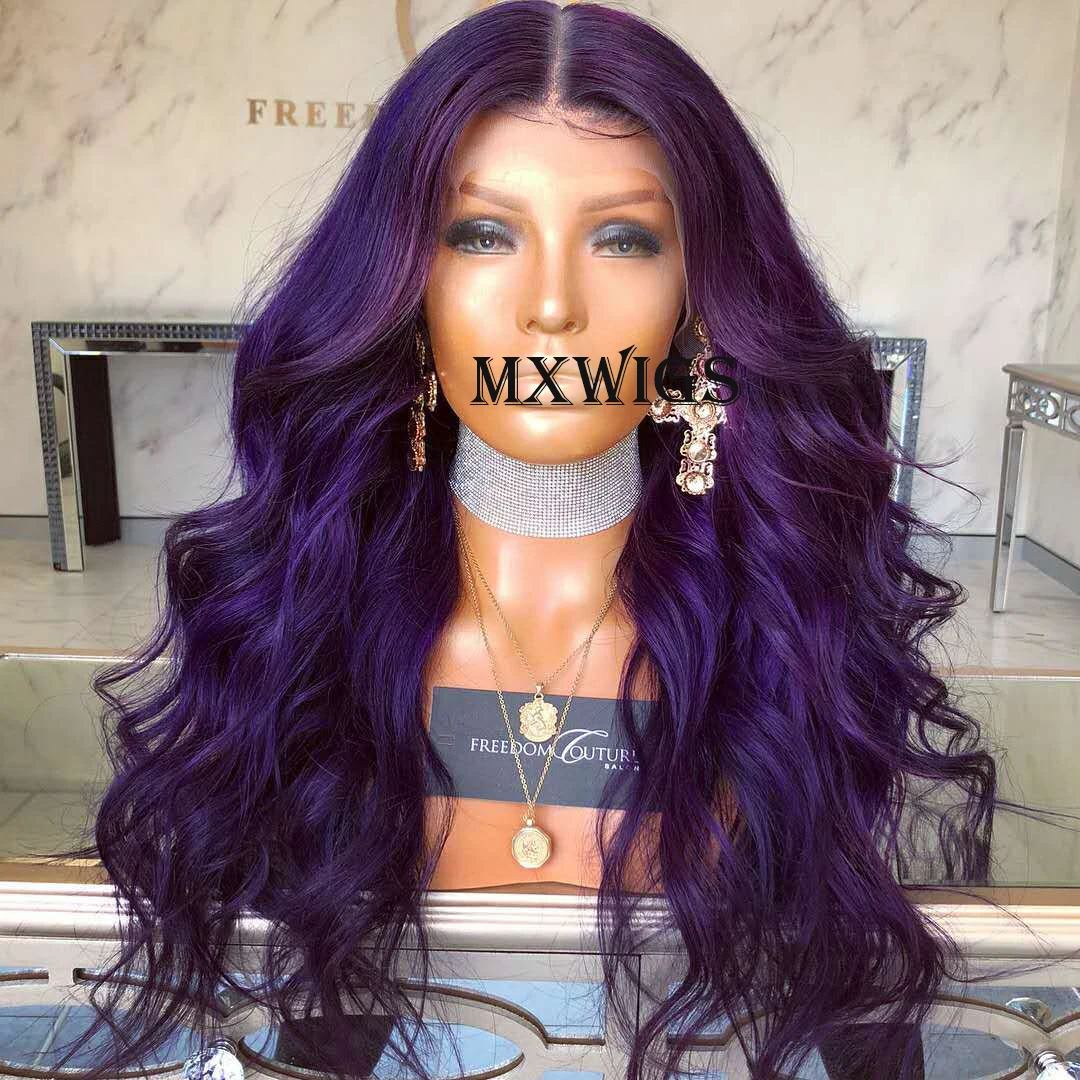 MXWIG Synthetic Hair Dark Purple Body Wave Glueless 13X4 Lace Front Wig For Black Women Preplucked Daily Fiber Cosplay
MXWIG Synthetic Hair Dark Purple Body Wave Glueless 13X4 Lace Front Wig For Black Women Preplucked Daily Fiber Cosplay