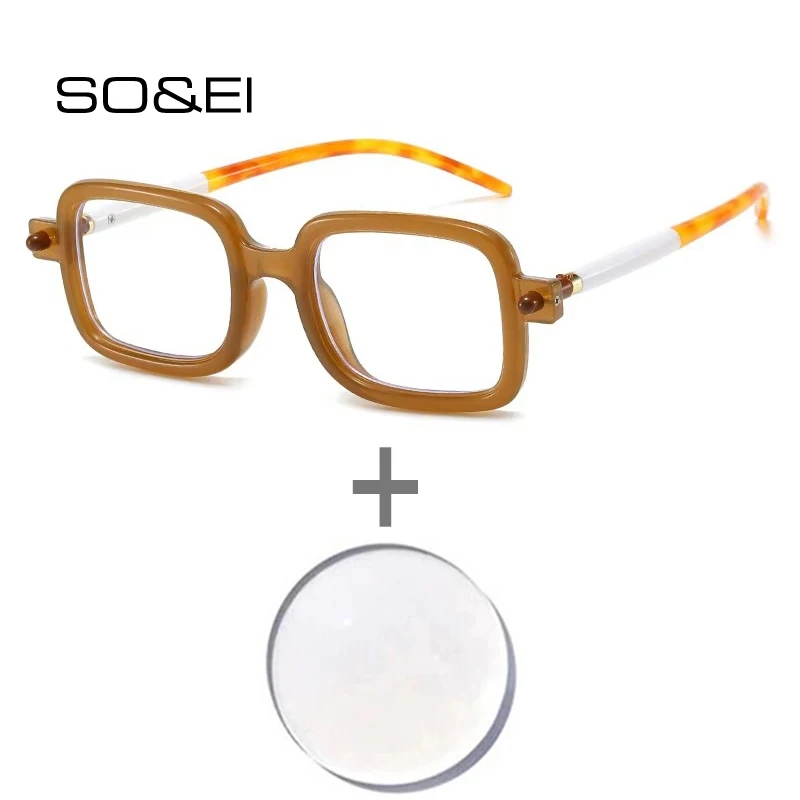 SO&EI Fashion Double Color Square Men Prescription Glasses Fashion Rivets Optical Lens with Recipe Myopia/Hyperopia/Progressive
SO&EI Fashion Double Color Square Men Prescription Glasses Fashion Rivets Optical Lens with Recipe Myopia/Hyperopia/Progressive