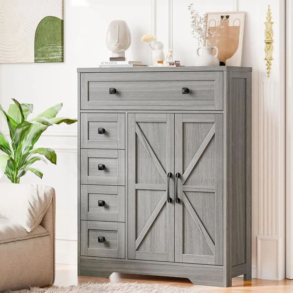 2-Door 5-Drawer Storage Cabinet, Freestanding for Bathroom, Kitchen Pantry, and Living Room, Washable Grey
2-Door 5-Drawer Storage Cabinet, Freestanding for Bathroom, Kitchen Pantry, and Living Room, Washable Grey