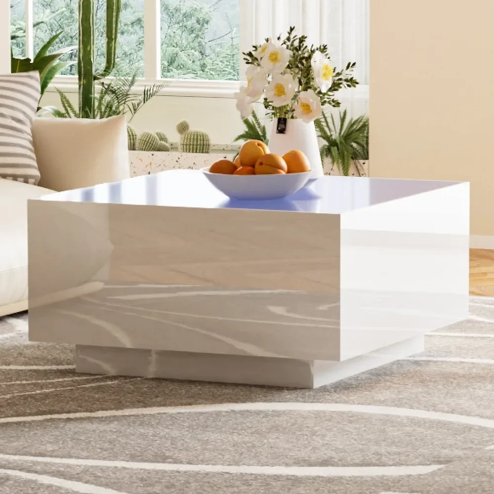 Square High Glossy Coffee Table with 16-color LED Strip Lights,Modern Center Table with 5mm Frosted Tempered Glass
Square High Glossy Coffee Table with 16-color LED Strip Lights,Modern Center Table with 5mm Frosted Tempered Glass