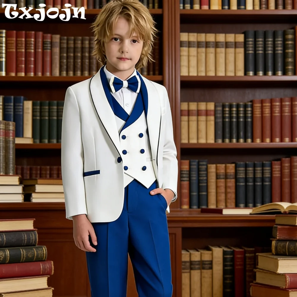 Popular Royal Blue Kids Suits 4 Pieces Performance Wear Formal Shawl Lapel Boys Suit Set Wedding Ring Bearer Outfit Party Tuxedo
Popular Royal Blue Kids Suits 4 Pieces Performance Wear Formal Shawl Lapel Boys Suit Set Wedding Ring Bearer Outfit Party Tuxedo