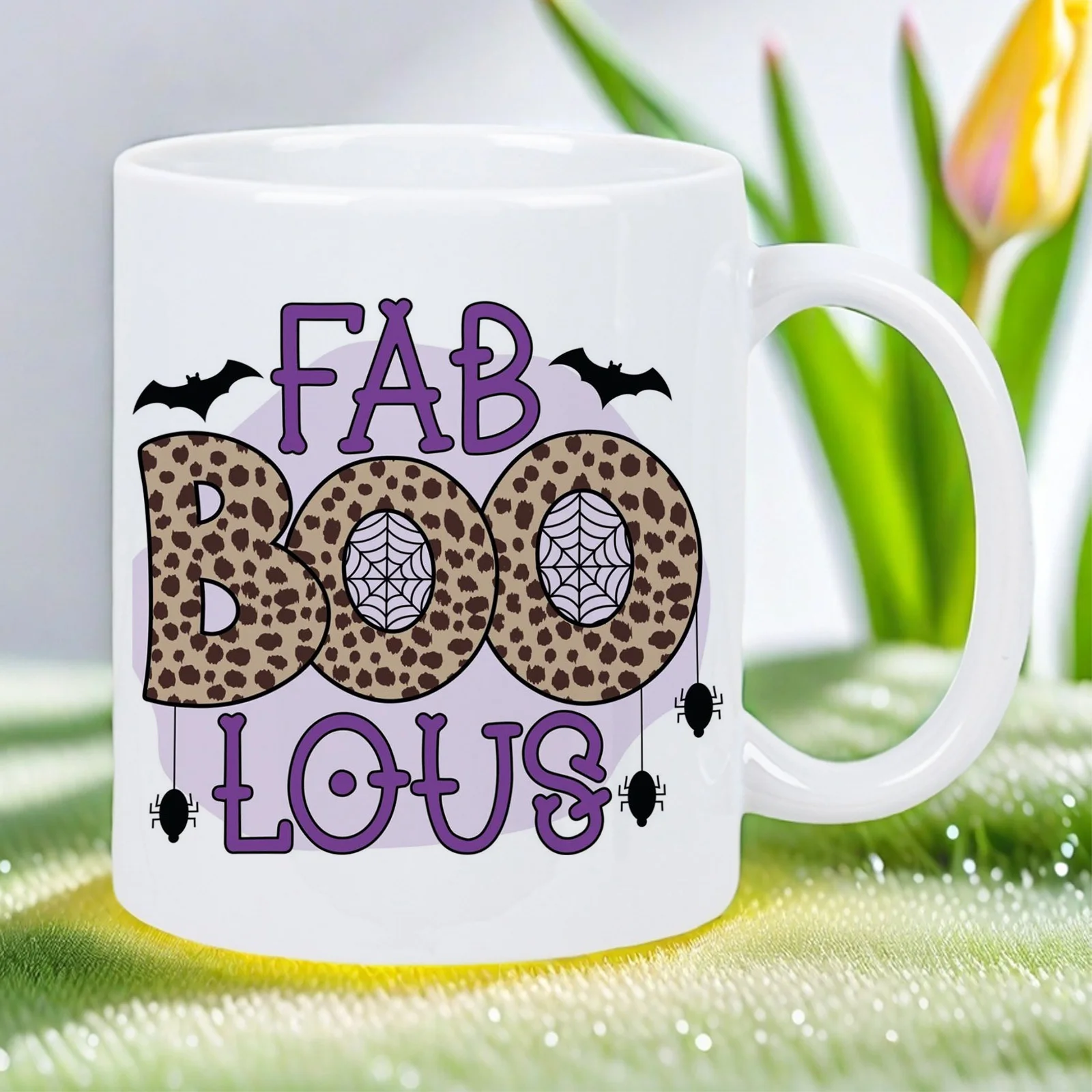 Spook-tacular White Mug: Leopard-print Bats, Spiders, and Webs for a Fabulously Fun Halloween, Ceramic-print
Spook-tacular White Mug: Leopard-print Bats, Spiders, and Webs for a Fabulously Fun Halloween, Ceramic-print