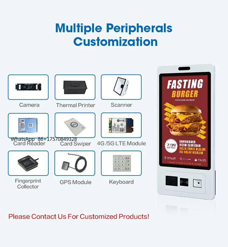 Touchwo 15.6 21.5 24 32 Inch Restaurant Ordering Machine Self-service Self Service Printing Checkout Self Ordering Kiosk
Touchwo 15.6 21.5 24 32 Inch Restaurant Ordering Machine Self-service Self Service Printing Checkout Self Ordering Kiosk