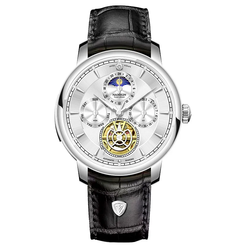 NAMKIN brand white dial Leather Strap Multifunctional Waterproof automatic watch for man Stainless Steel Men's Mechanical Watch
NAMKIN brand white dial Leather Strap Multifunctional Waterproof automatic watch for man Stainless Steel Men's Mechanical Watch