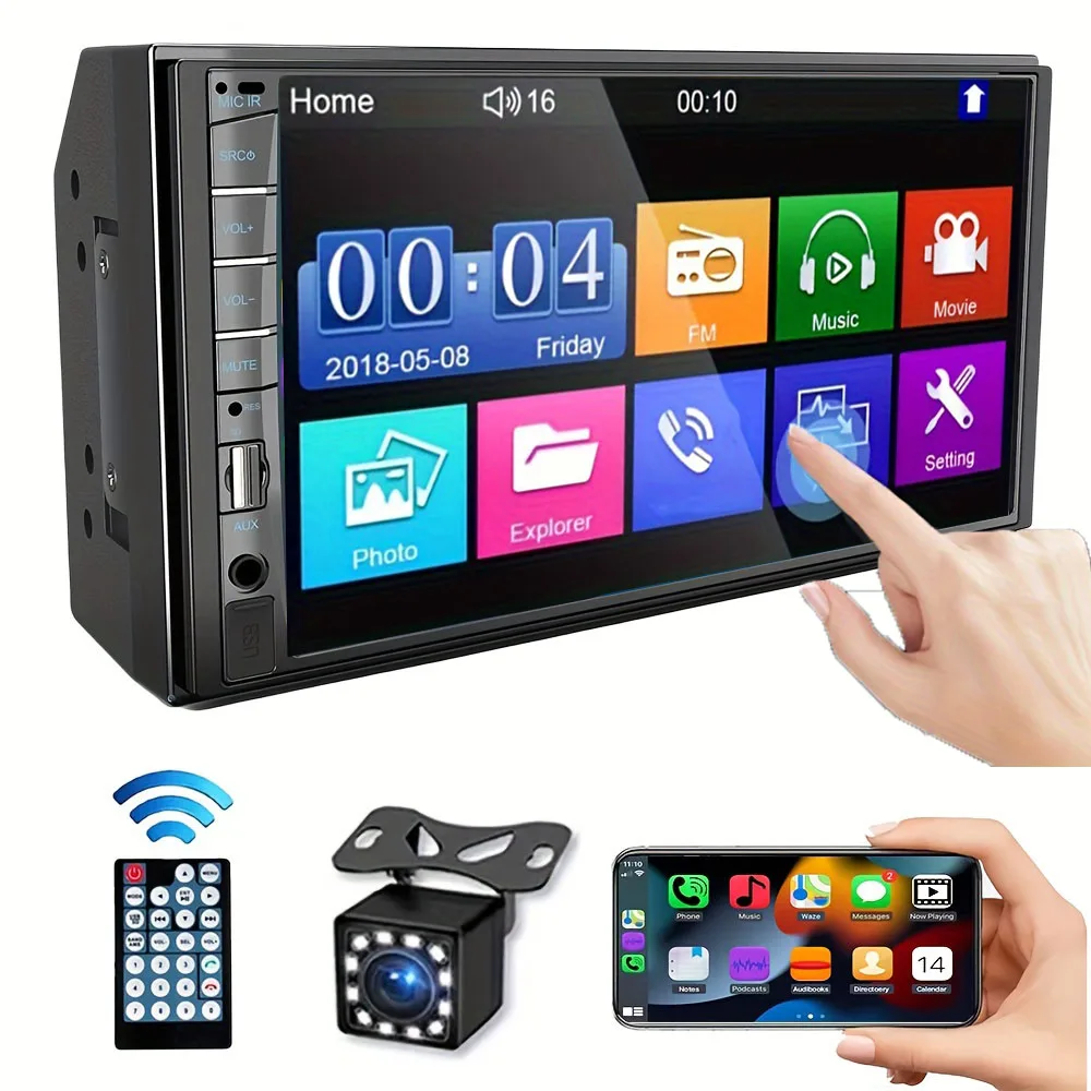 7 Inch MP5 Player Car Stereo with Backup Camera Bluetooth, Mirror Link, FM/SWC/USB/SD/AUX, Car Audio Receivers with Subwoofer
7 Inch MP5 Player Car Stereo with Backup Camera Bluetooth, Mirror Link, FM/SWC/USB/SD/AUX, Car Audio Receivers with Subwoofer